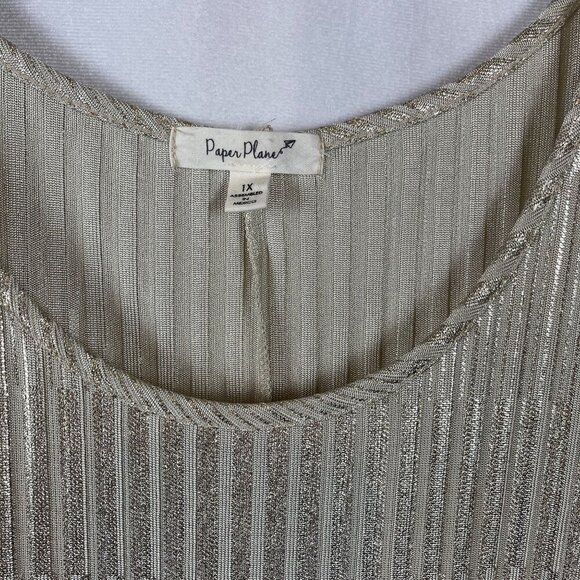 Paper Plane Women Metallic Gold Scoop Sleeveless Dress Size 1X - Picture 3 of 7